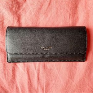 Coach Envelope Style Black Leather Wallet